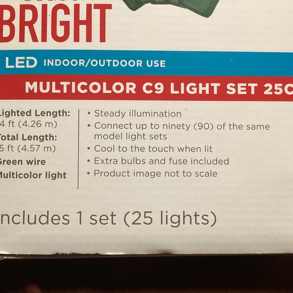 Christmas Lights Multicolor C9 LED  New Indoor/Outdoor Use 14 ft lighted length - Picture 5 of 9